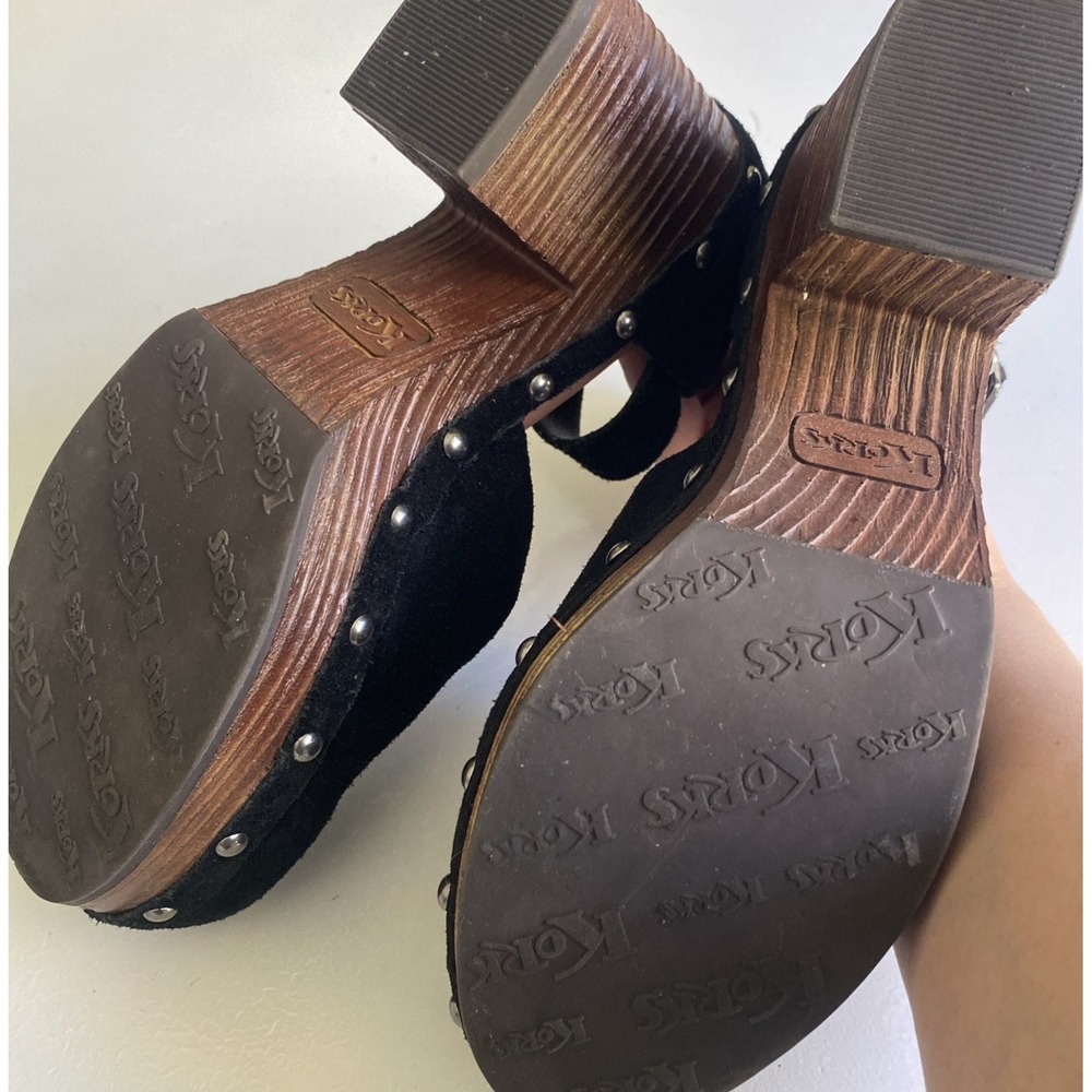 KORKS 'Evah' Black Leather Suede MJ Platform Clogs w/3.25" Heels Sz. 7M - Picture 12 of 12